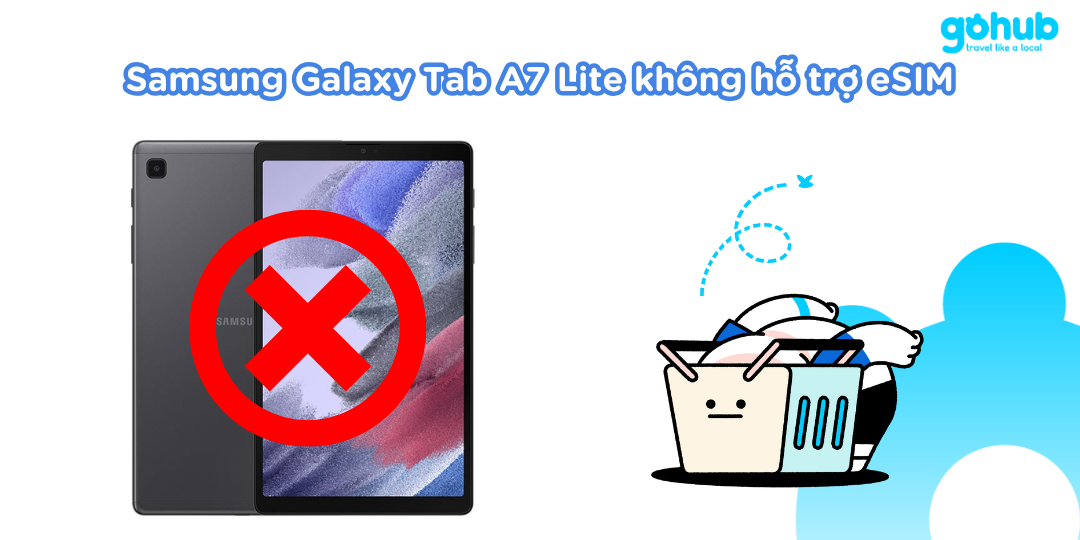 Samsung Galaxy Tab A7 Lite không hỗ trợ eSIM