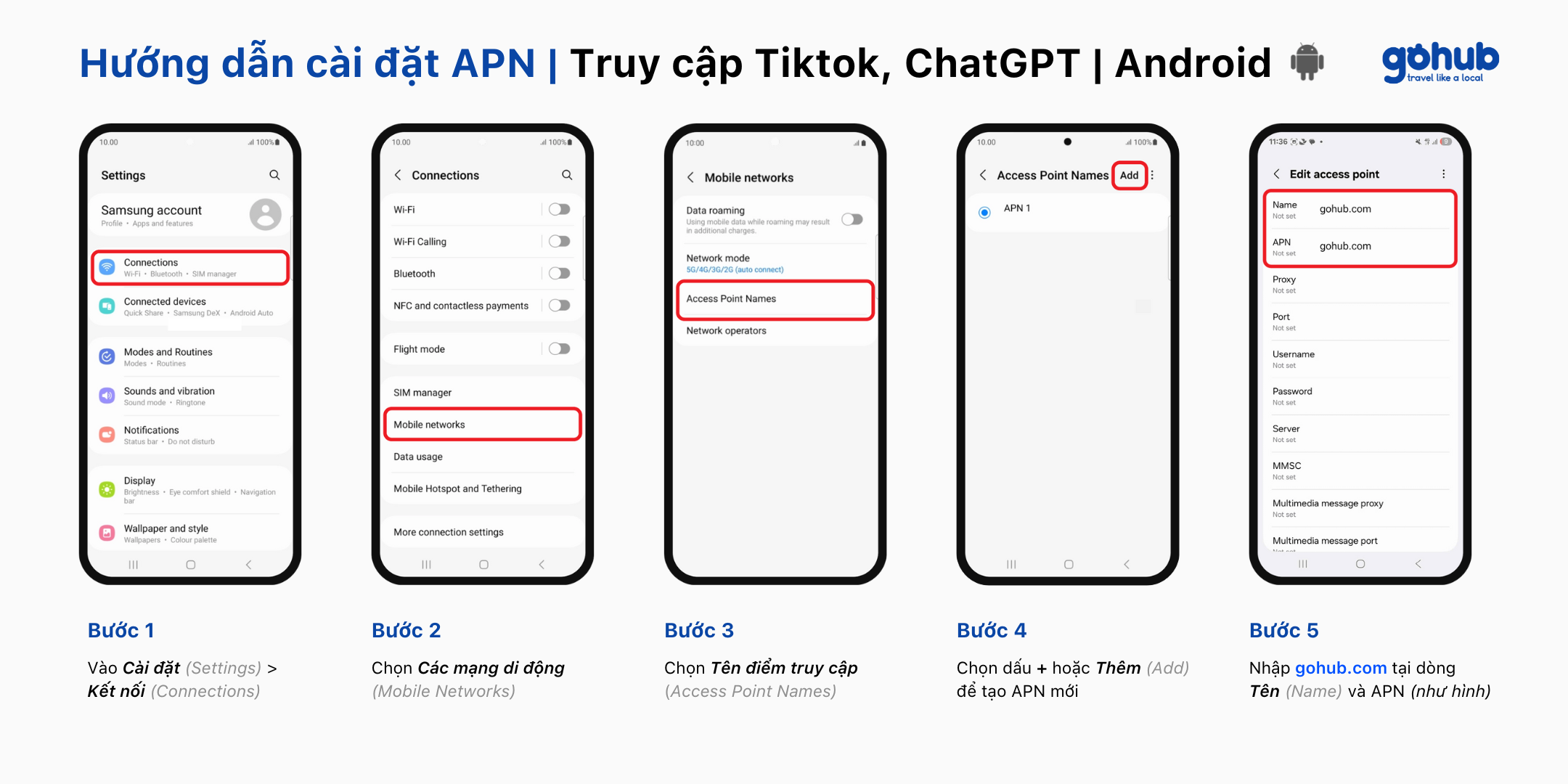 Cách cài đặt APN cho Android dùng được tiktok Chatgpt