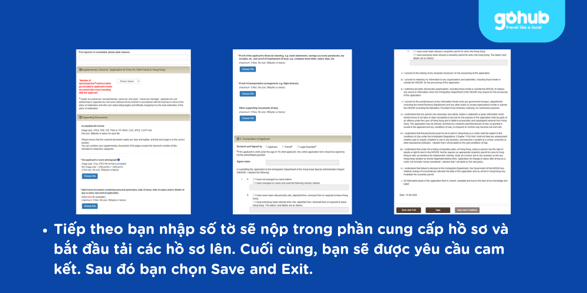 Cung cấp hồ sơ, cam kết và hoàn thành form yêu cầu