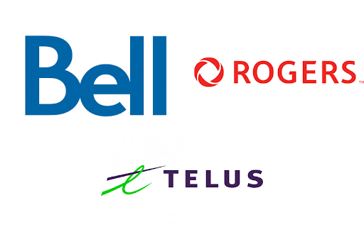 Ở Canada, có ba nhà mạng chính: Rogers, Bell và Telus