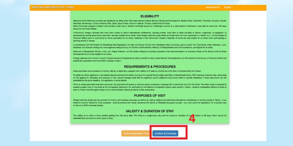 cách điền evisa đài loan