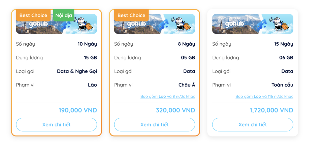 Các gọi eSIM du lịch Lào từ Gohub