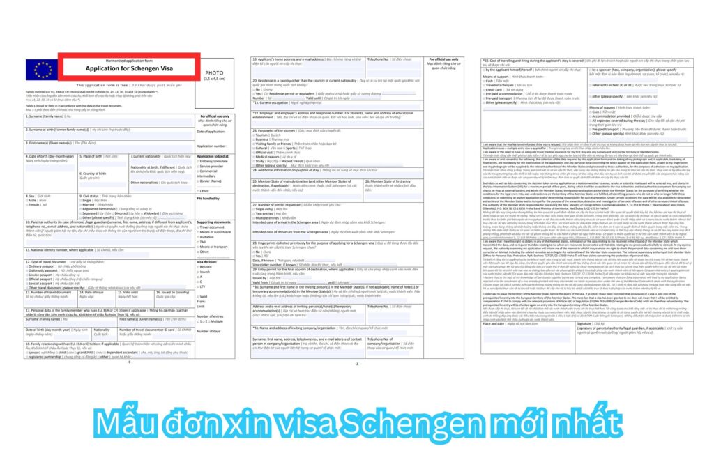 mẫu đơn xin visa schengen mới nhất