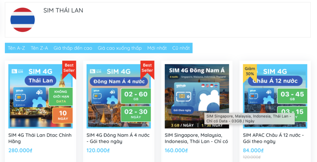 SIM du lich thai lan tu gohub