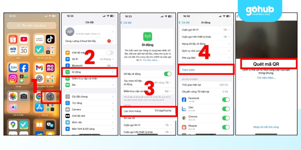 Cách kích hoạt eSIM vinaphone online
