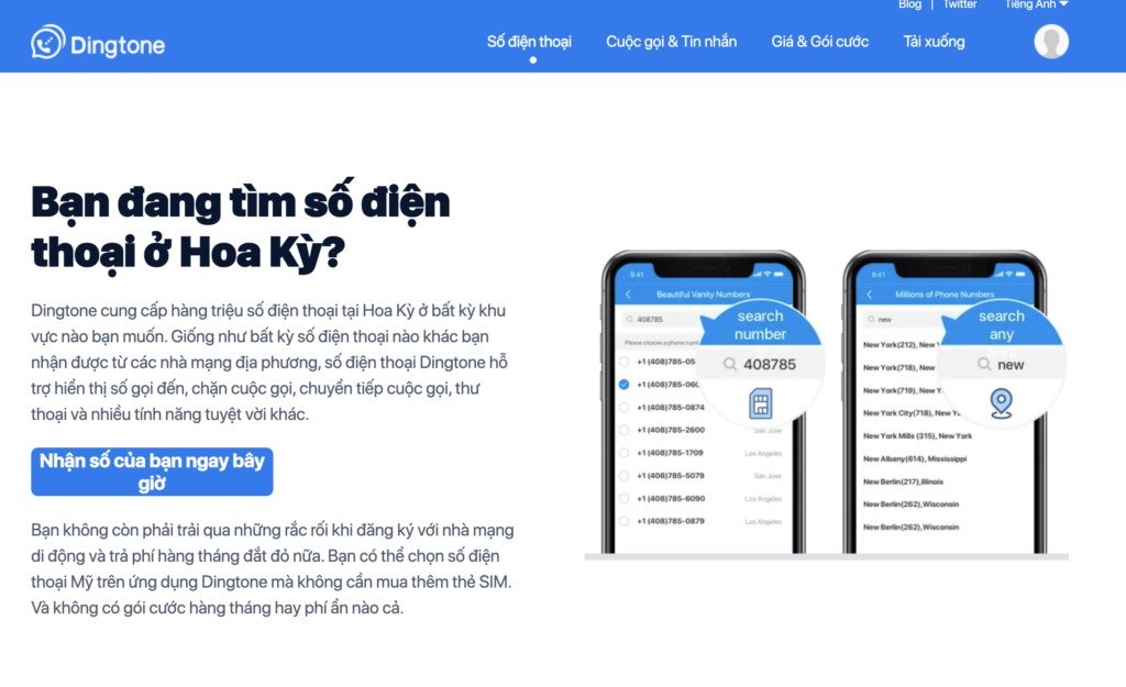 Ứng dụng tạo số điện thoại Mỹ ảo Miễn Phí