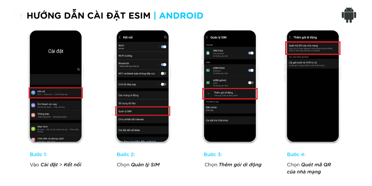 Cách cài eSIM cho điện thoại Samsung