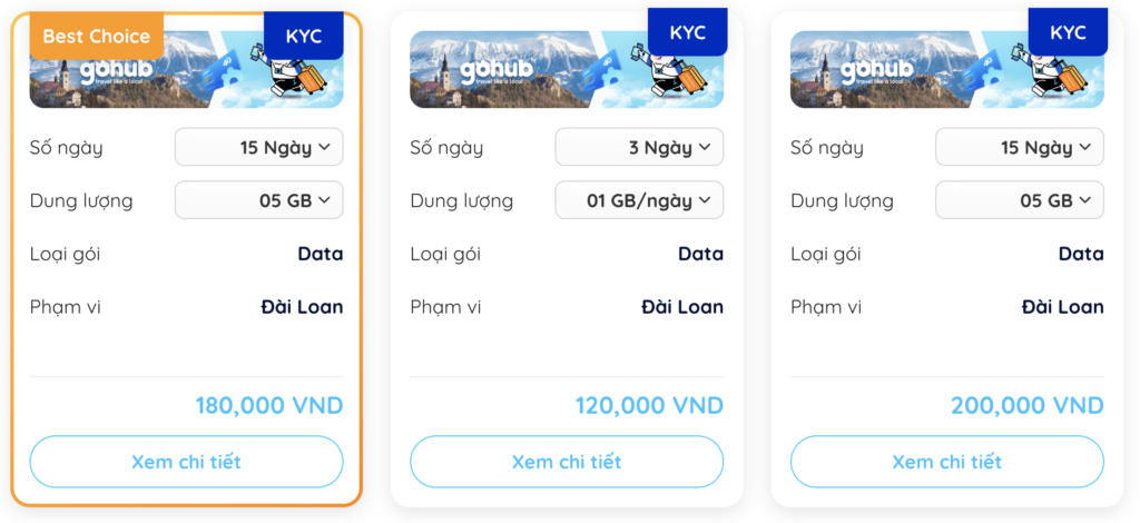 eSIM du lịch Đài Loan từ Gohub