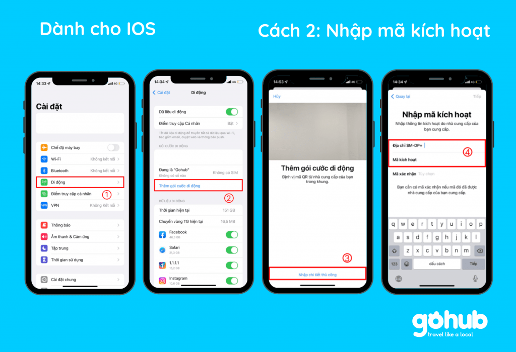 Nhập mã kích hoạt của nhà mạng