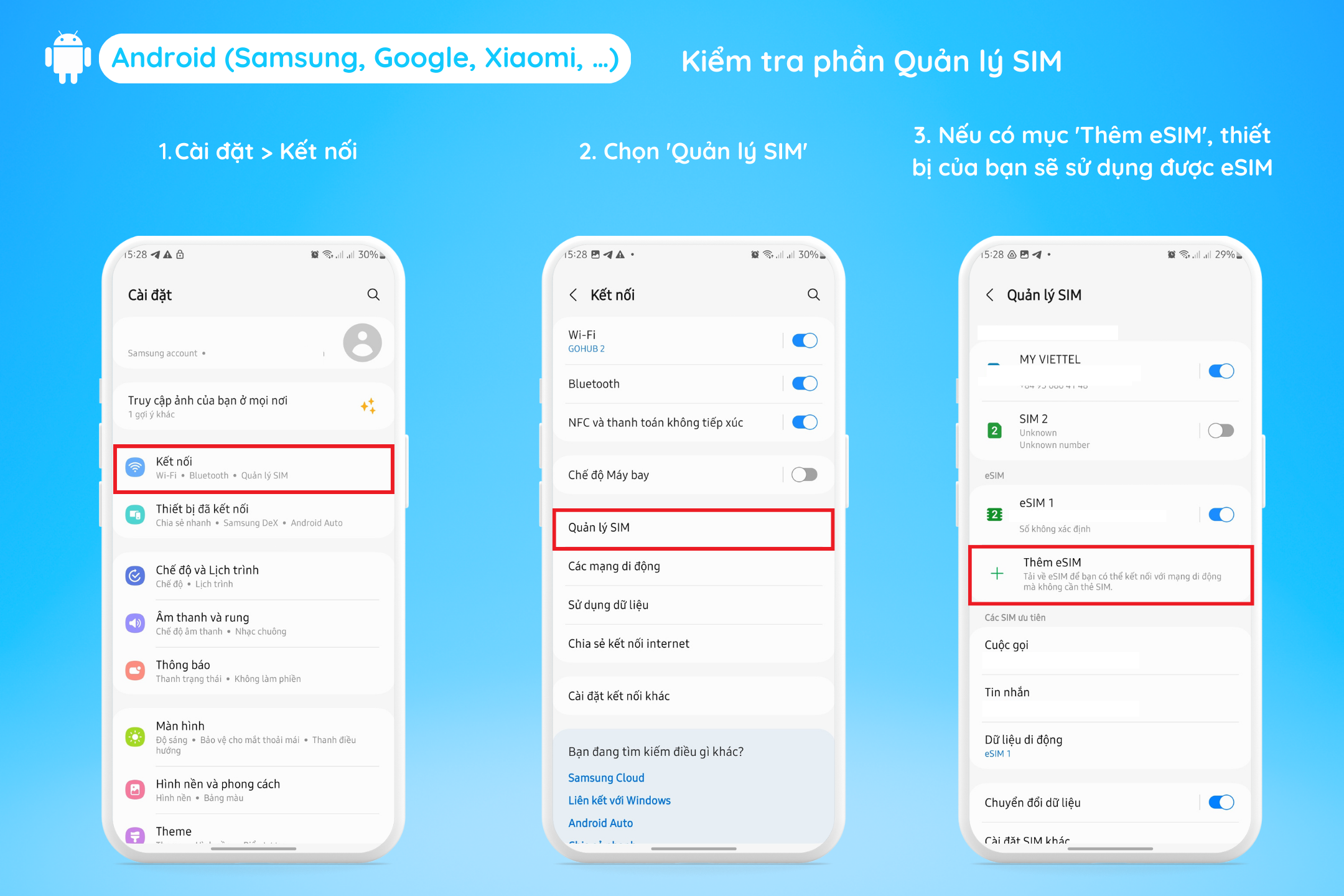 Cách kiểm tra thiết bị hỗ trợ eSIM - Hướng dẫn 3 (Tiếng Việt)